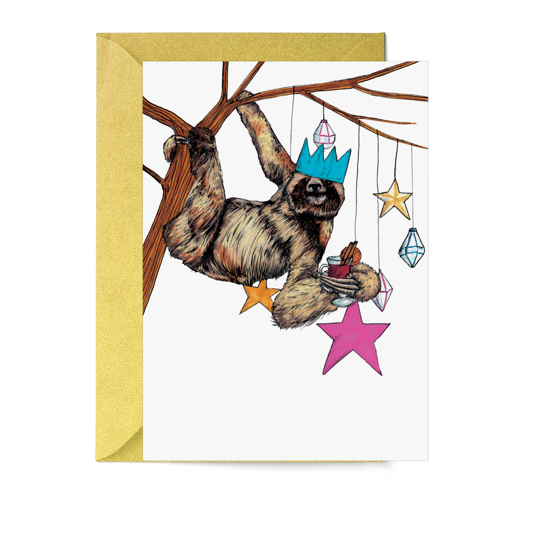 Festive Fiesta Sloth Christmas Card - Fawn and Thistle