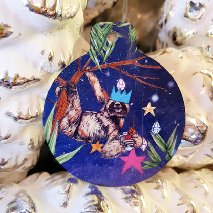 Festive Sloth Christmas Tree Decoration - Fawn and Thistle