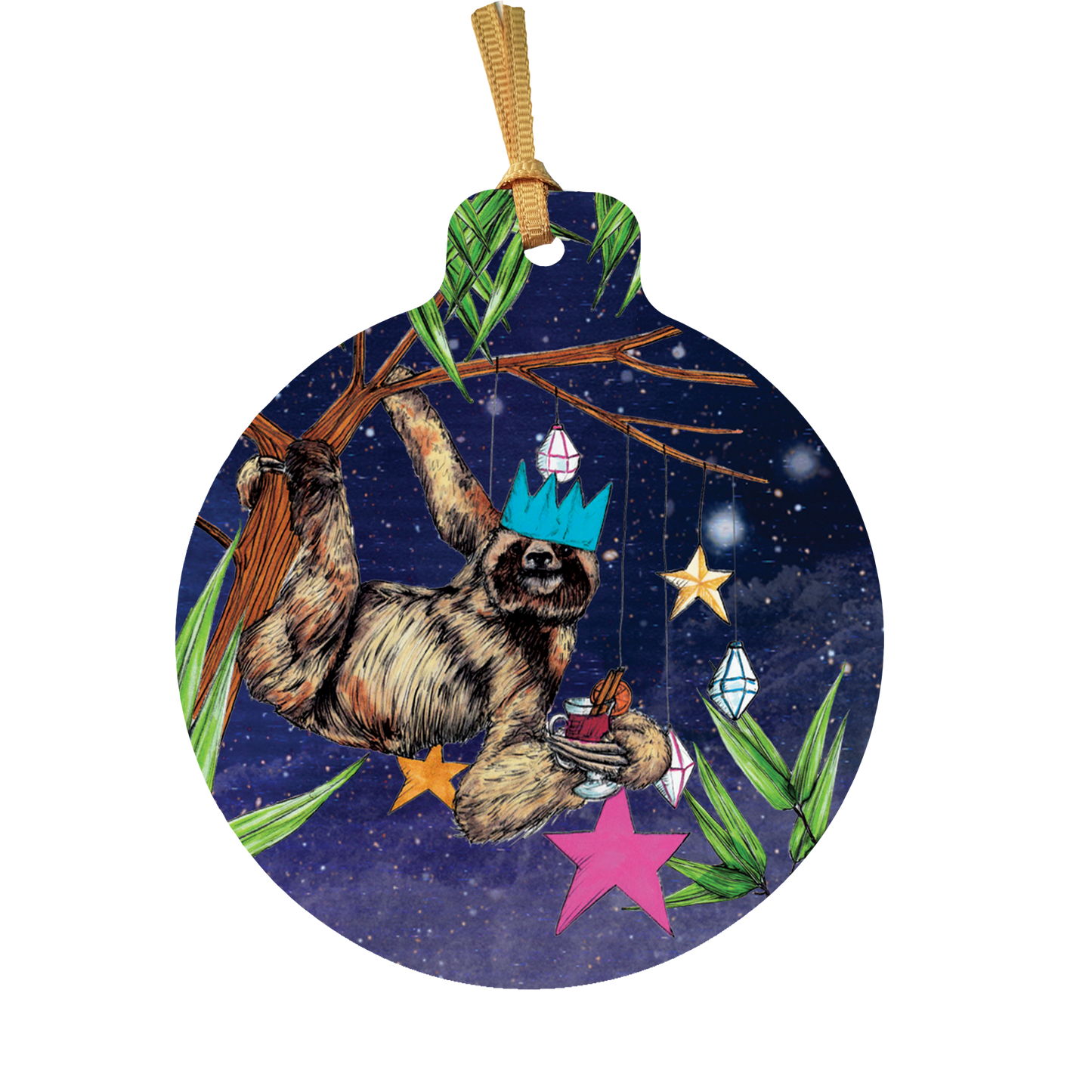 Festive Sloth Christmas Tree Decoration - Fawn and Thistle