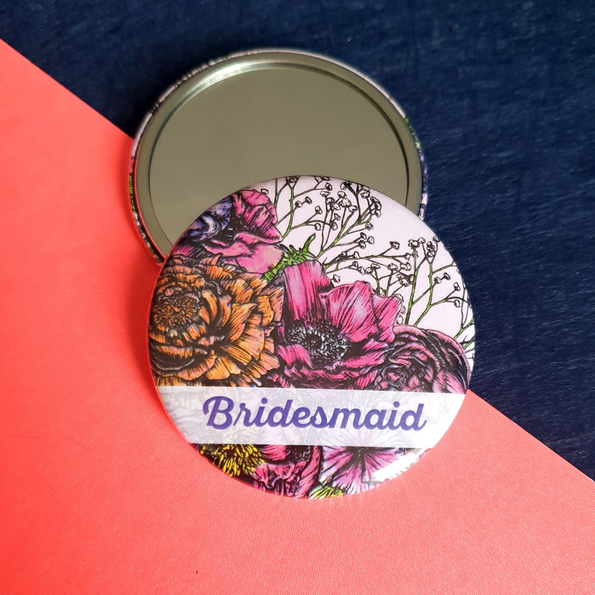 Floral Bridesmaid Pocket Mirror - Fawn and Thistle