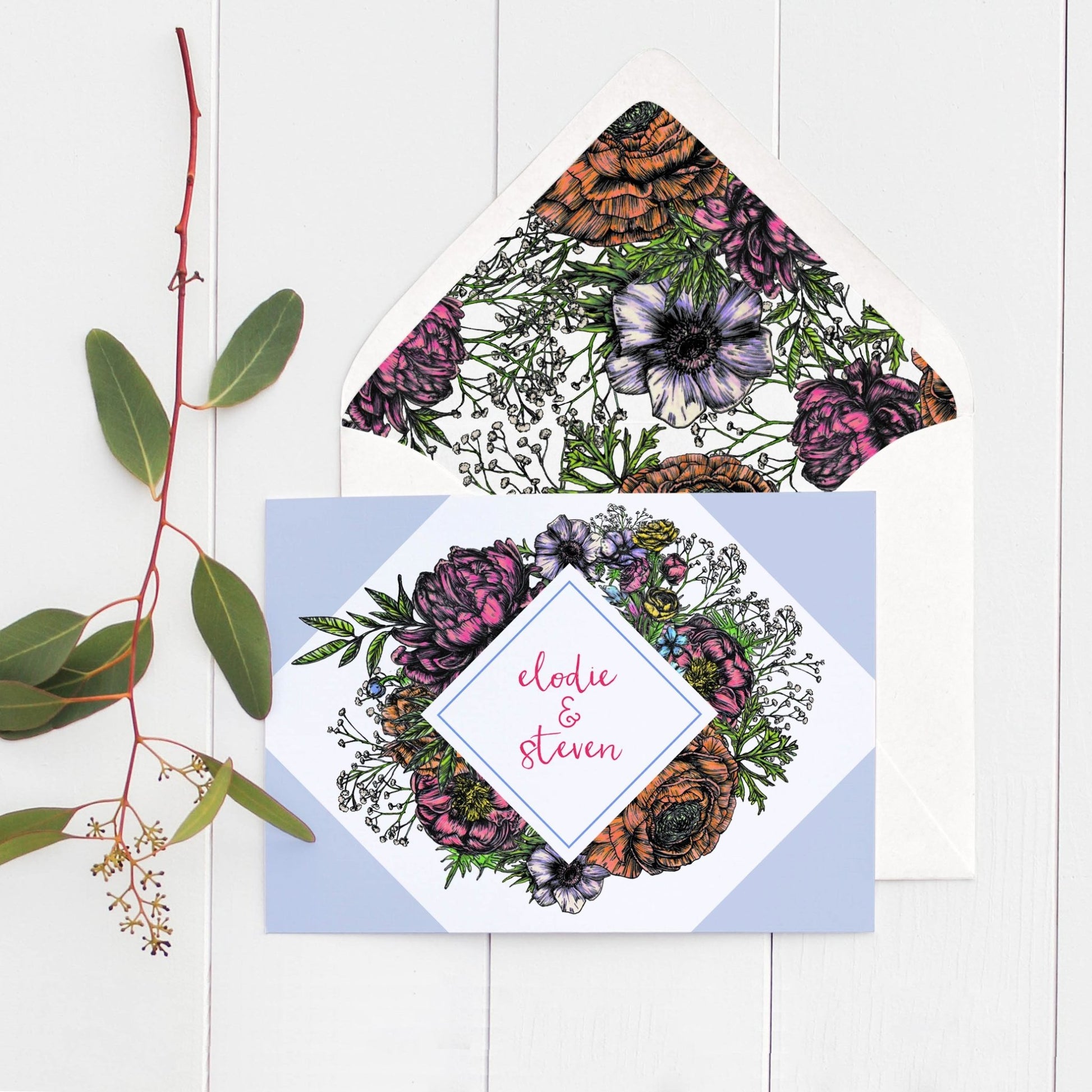 Floral Meadow Wedding Invitations - Fawn and Thistle