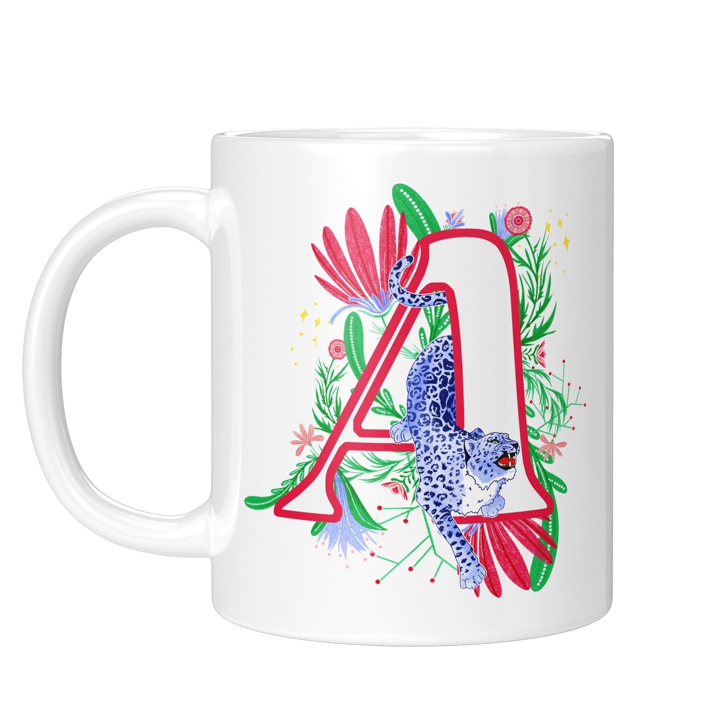 Floral Monogram Leopard Mug - Fawn and Thistle