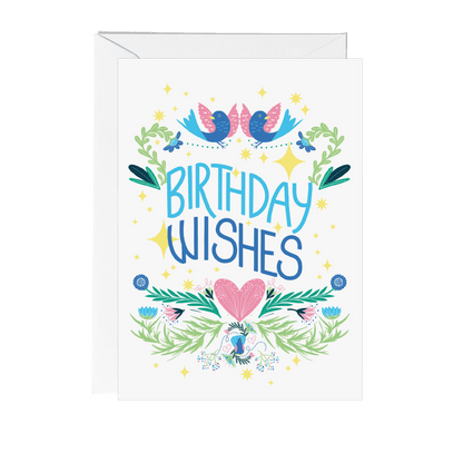 Folksy Birthday Wishes Greetings Card - Fawn and Thistle