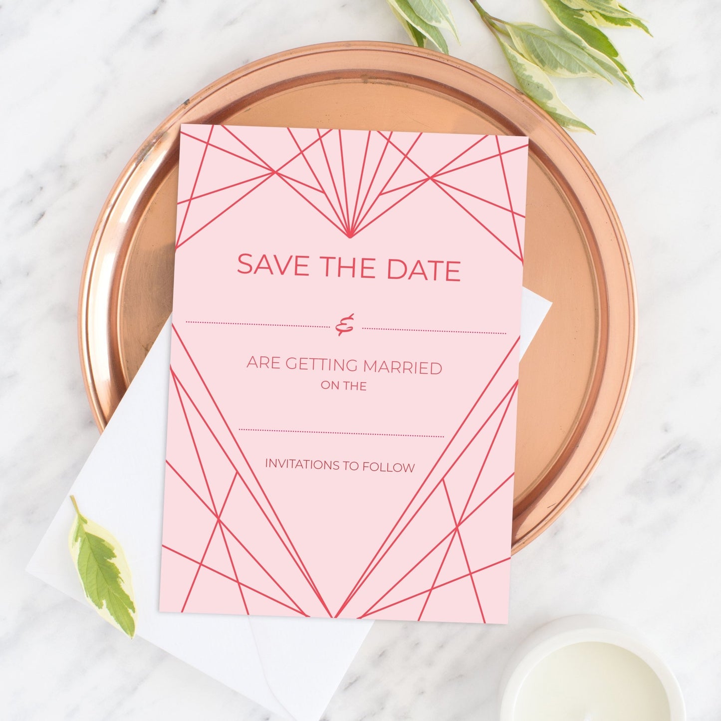 Geometric Heart Save the Date - Fawn and Thistle