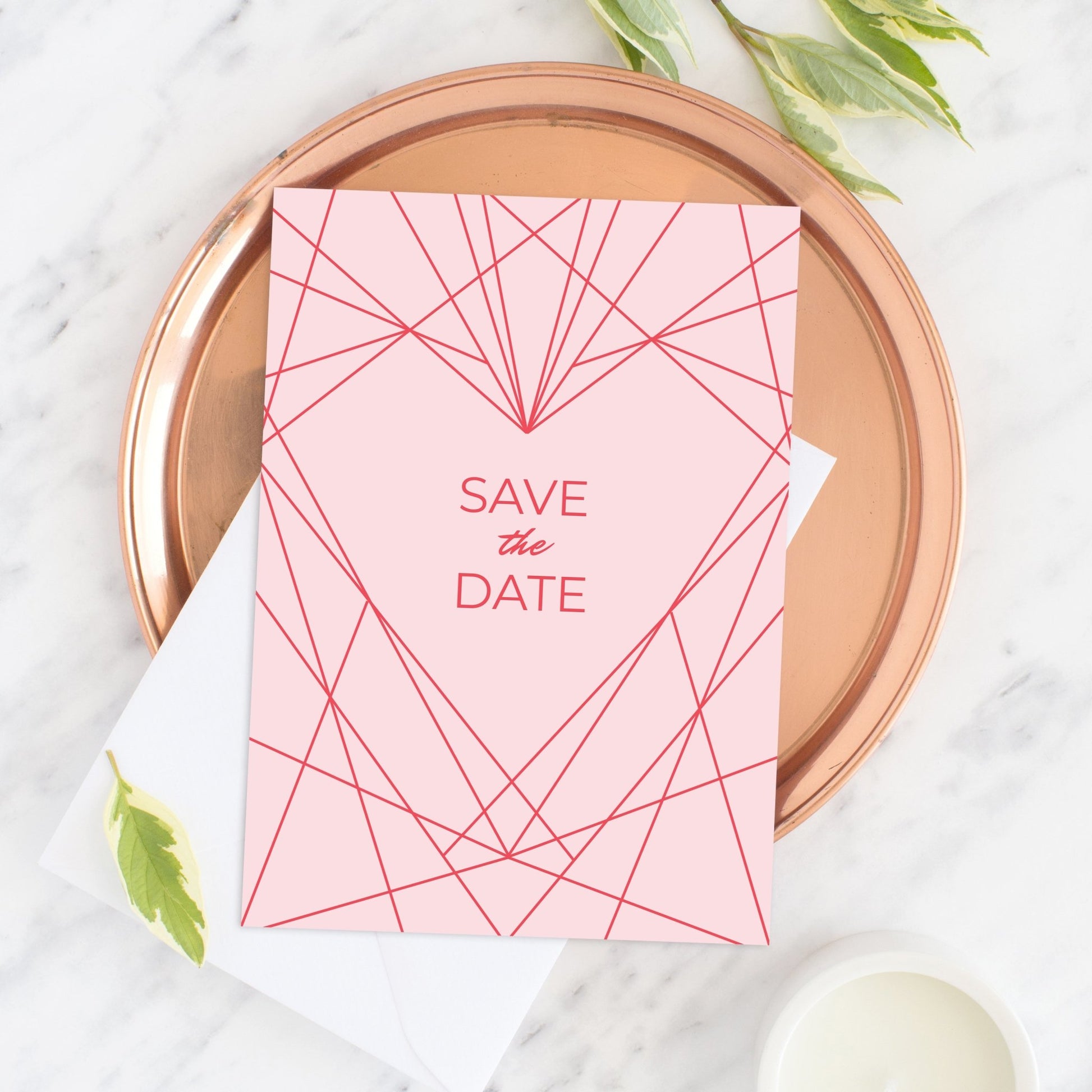 Geometric Heart Save the Date - Fawn and Thistle