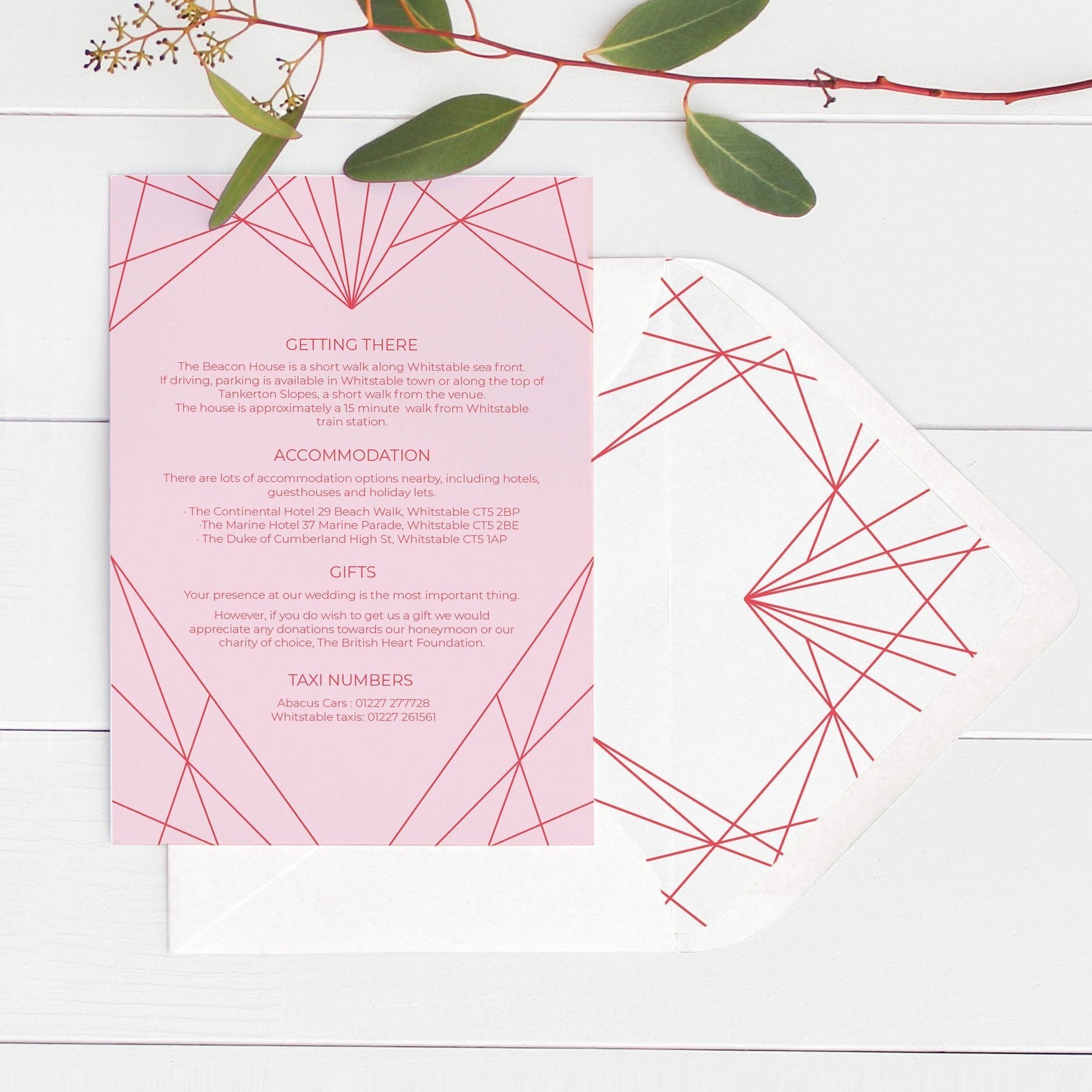 Geometric Heart Wedding Information Page - Fawn and Thistle