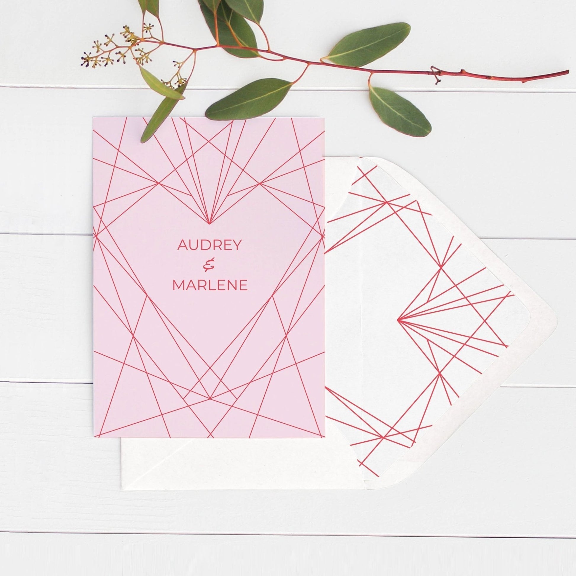 Geometric Heart Wedding Invitations - Fawn and Thistle