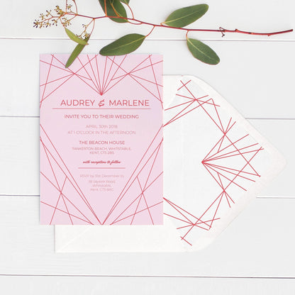 Geometric Heart Wedding Invitations - Fawn and Thistle