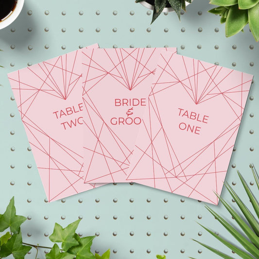 Geometric Heart Wedding Table Numbers Pack - Fawn and Thistle