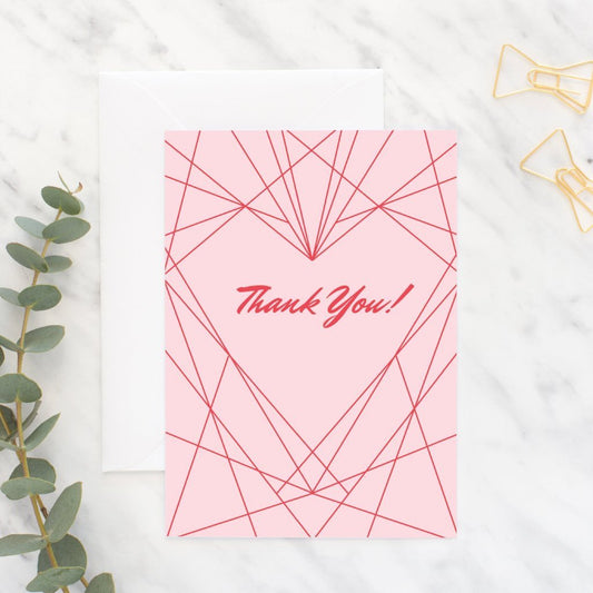 Geometric Heart Wedding Thank You Card - Fawn and Thistle