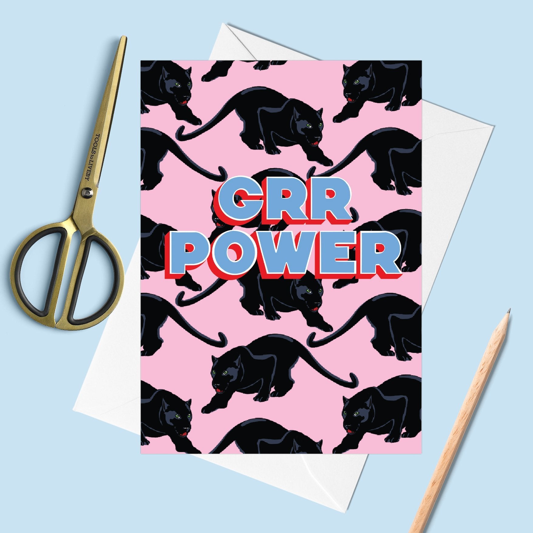 Grr Power Panther Greetings Card - Fawn and Thistle