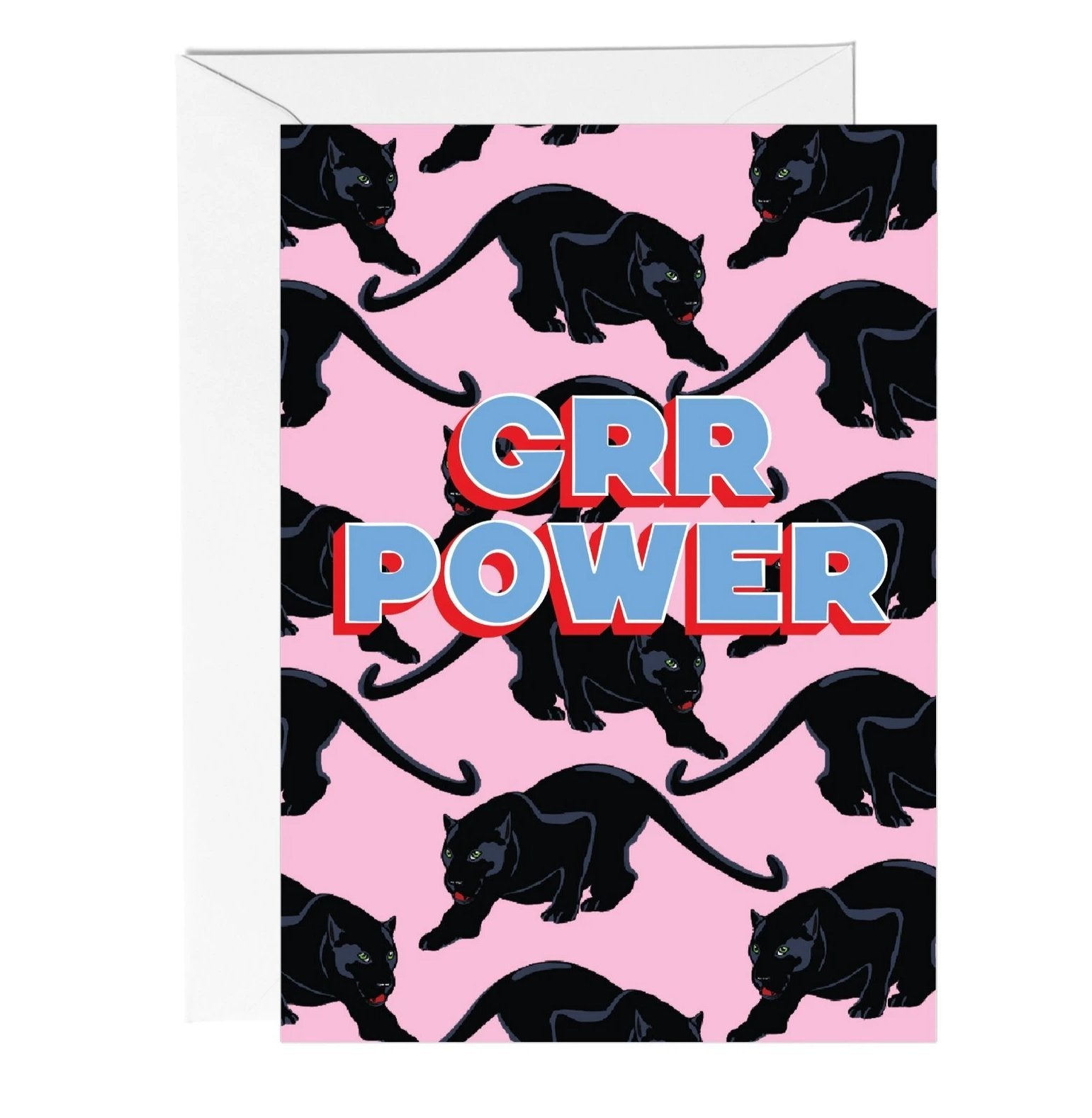 Grr Power Panther Greetings Card - Fawn and Thistle