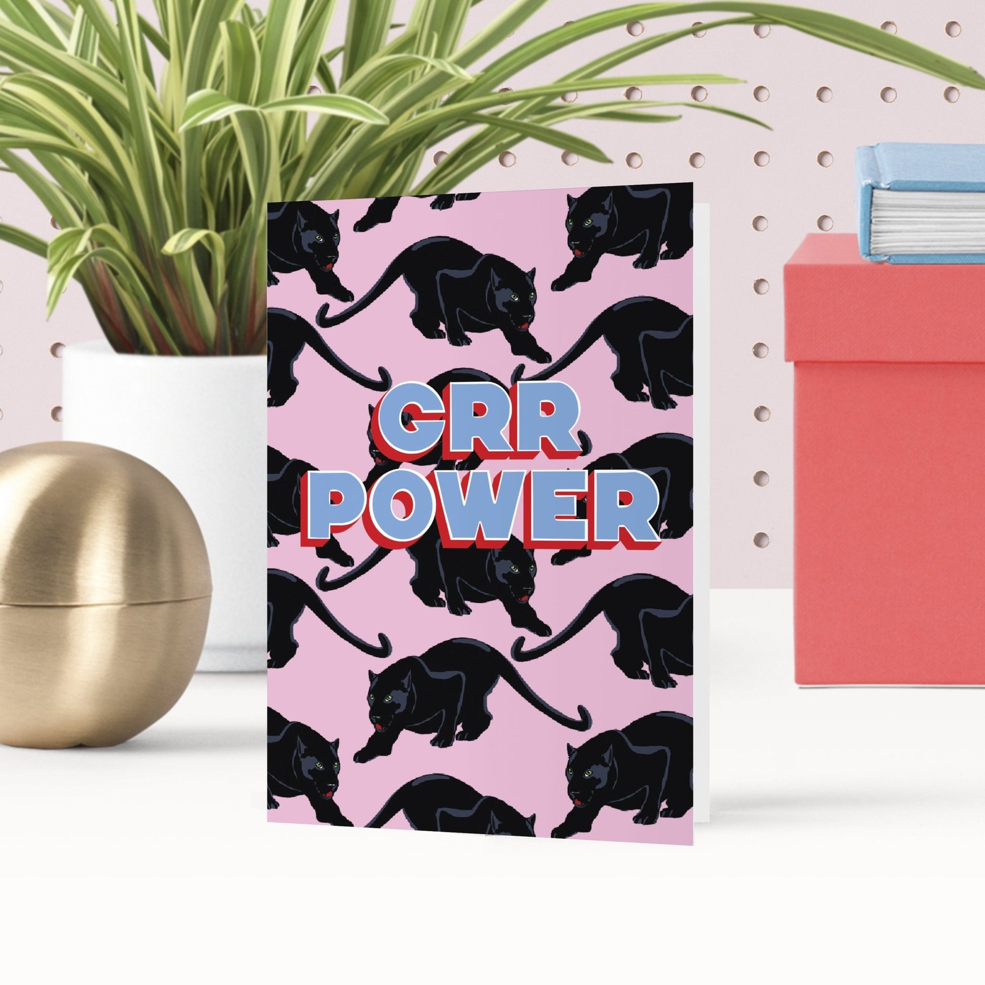 Grr Power Panther Greetings Card - Fawn and Thistle