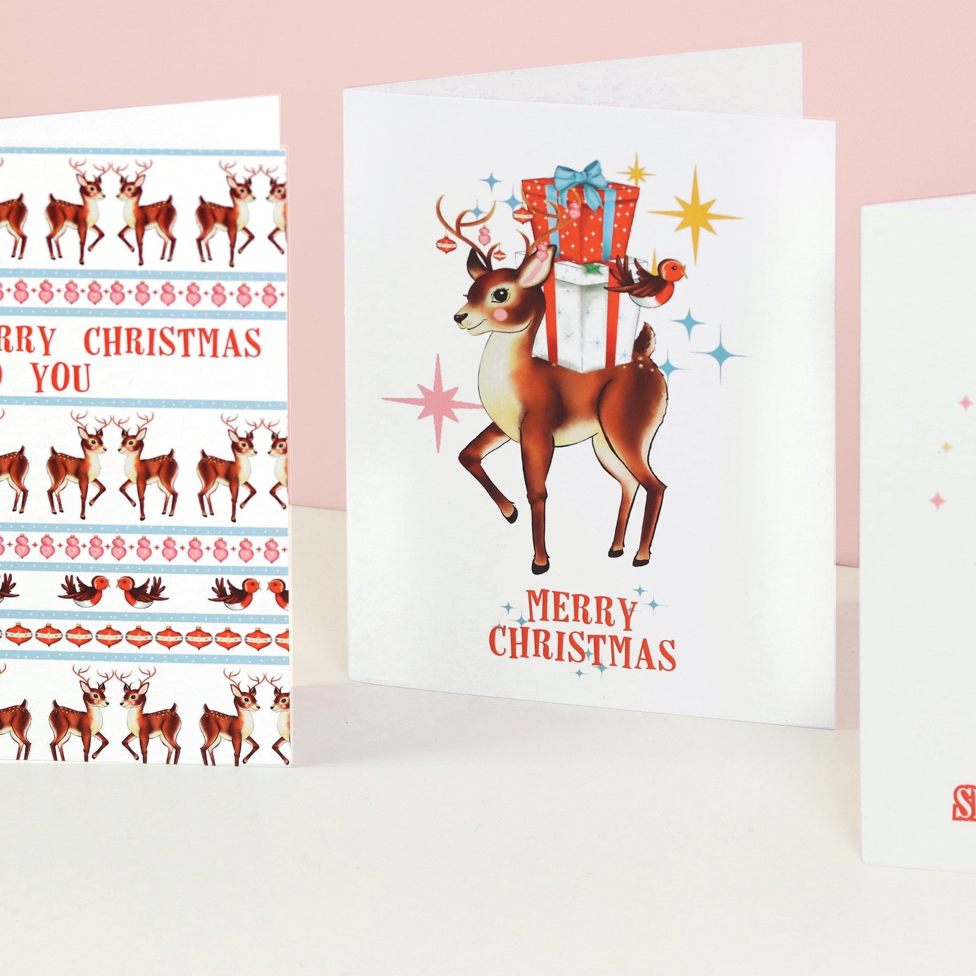 Kitsch Christmas Reindeer Christmas Card Pack of 6 - Fawn and Thistle