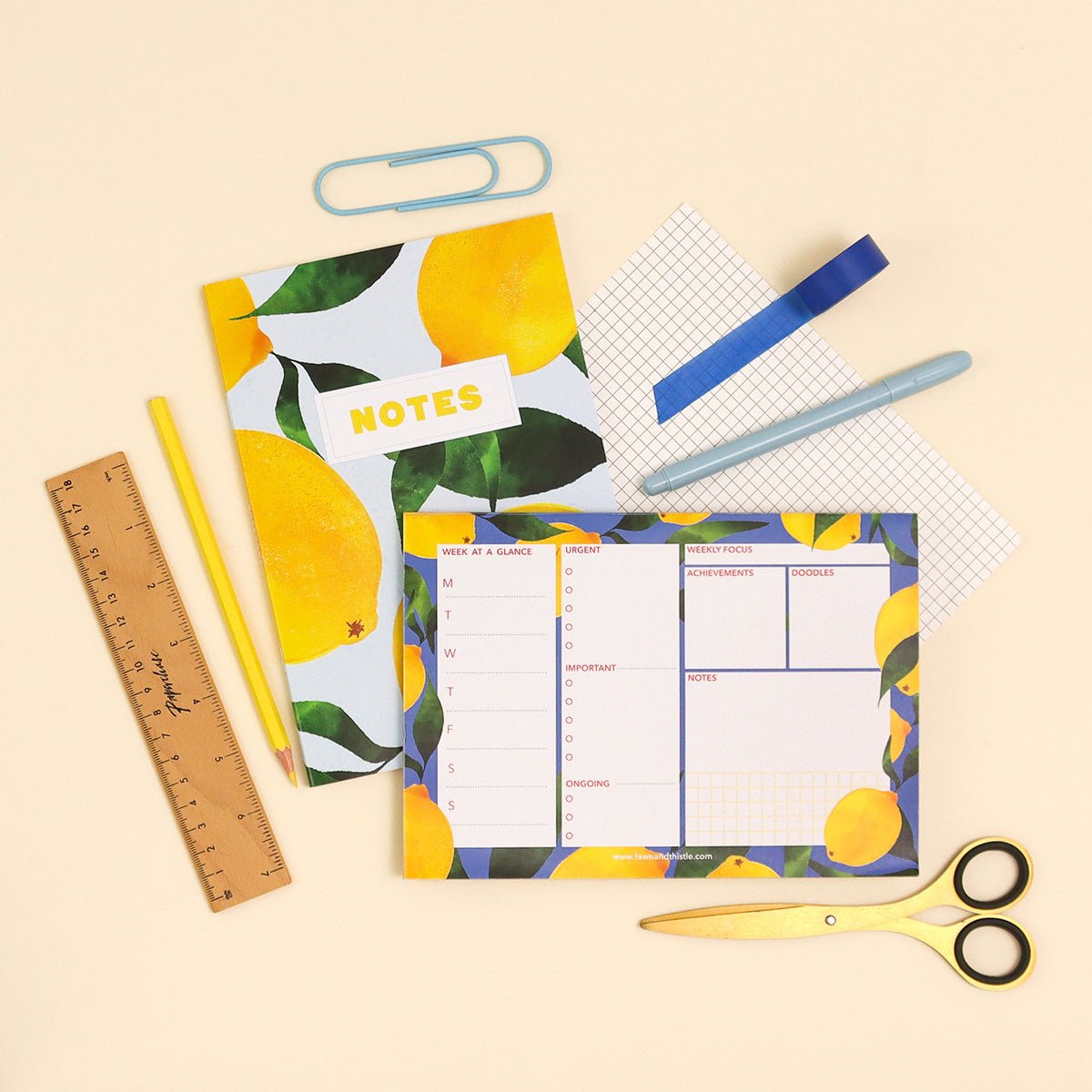 Lemon Weekly Desk Pad Planner A5 - Fawn and Thistle