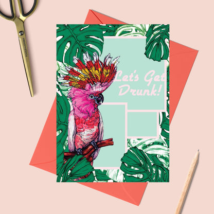 Let's Get Drunk Cockatoo Greeting Card - Fawn and Thistle