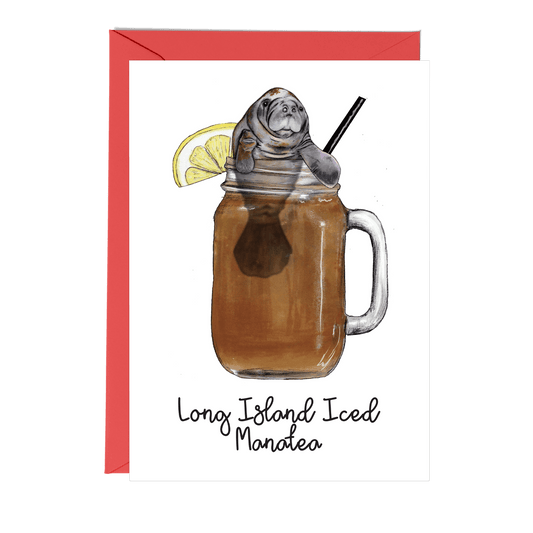 Long Island Iced Manatea Cocktail Greeting Card - Fawn and Thistle