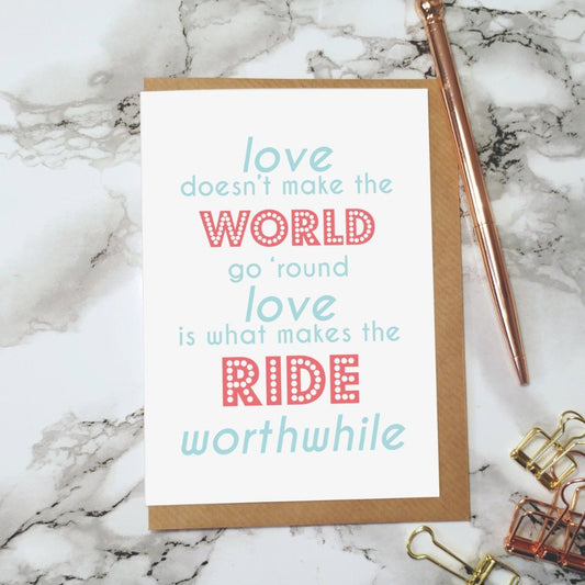 Love Makes The Ride Greeting Card - Fawn and Thistle