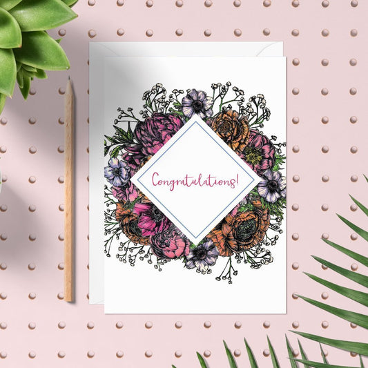 Meadow Floral 'Congratulations' Card - Fawn and Thistle