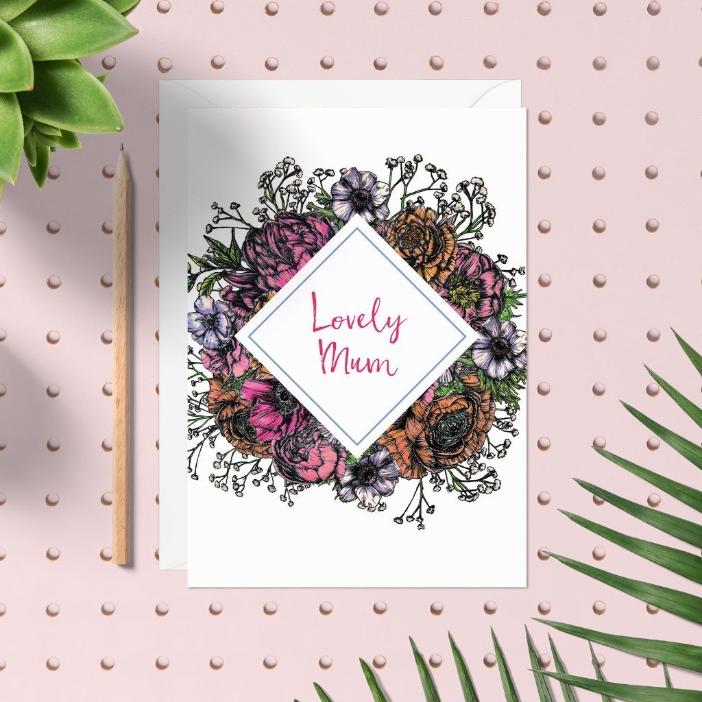 Meadow Floral 'Lovely Mum' Card - Fawn and Thistle