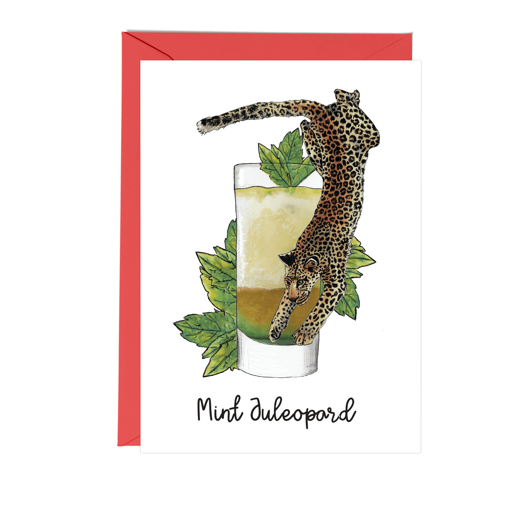 Mint Juleopard Cocktail Greeting Card - Fawn and Thistle