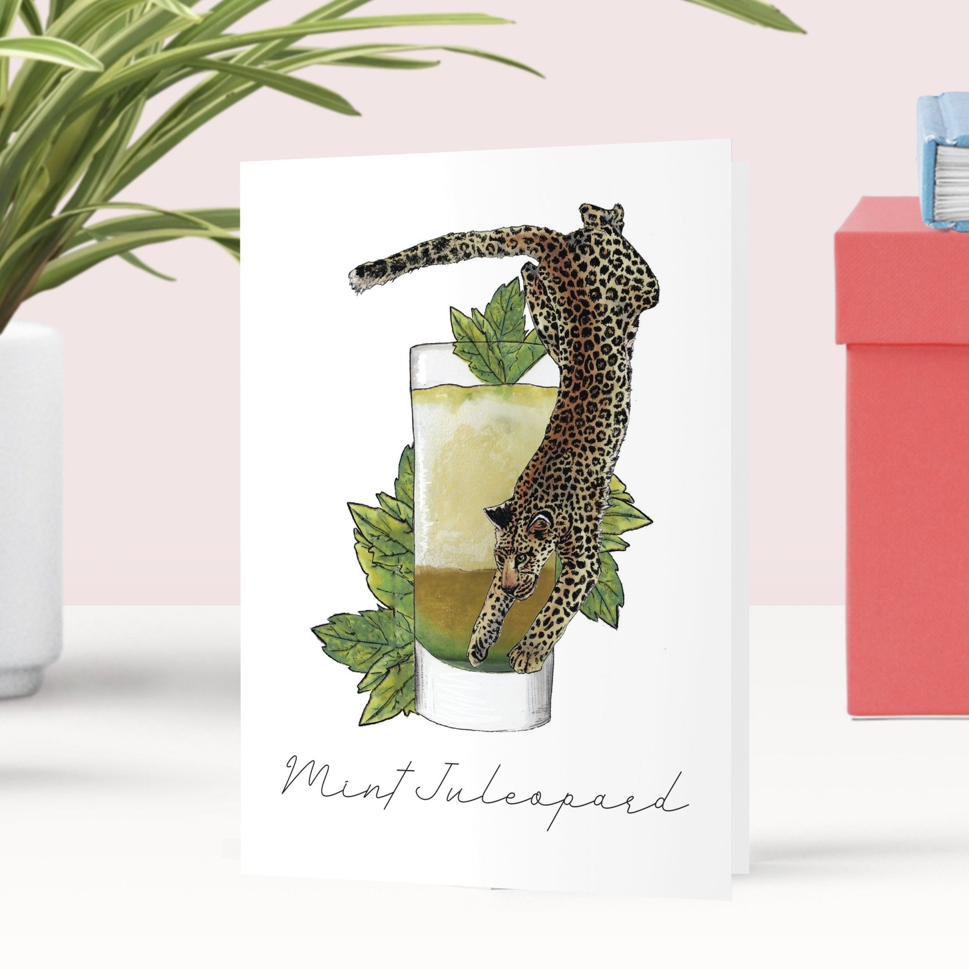 Mint Juleopard Cocktail Greeting Card - Fawn and Thistle