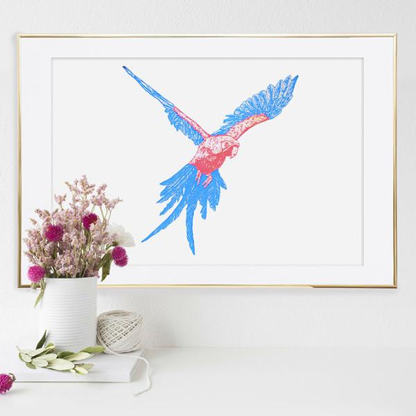 Neon Parrot Screenprint - Fawn and Thistle
