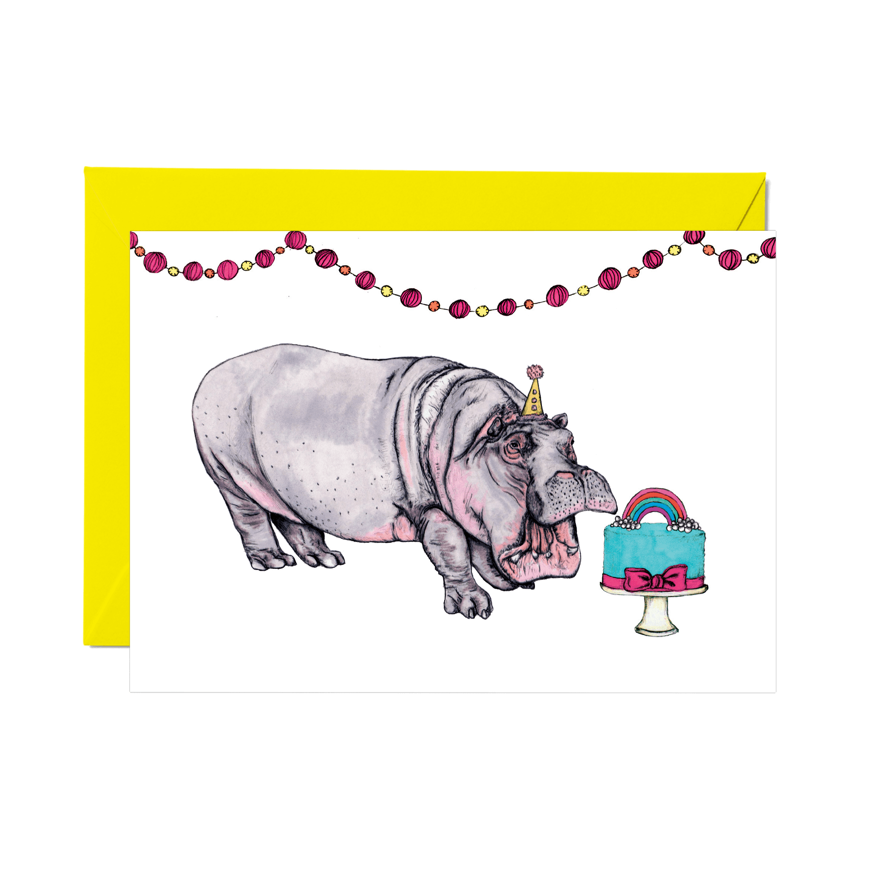 Party Hippo Greeting Card - Fawn and Thistle
