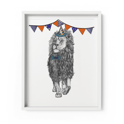 Party Lion A4 Giclee Print - Fawn and Thistle