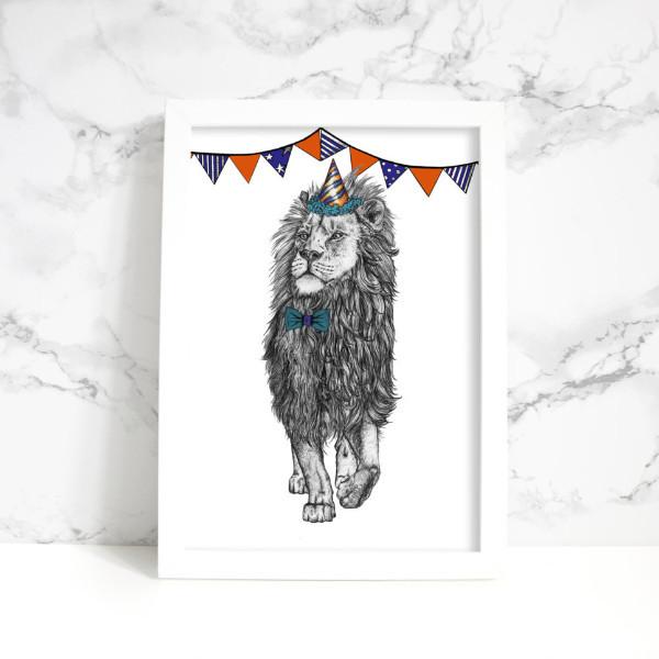 Party Lion A4 Giclee Print - Fawn and Thistle