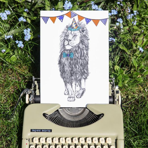 Party Lion A4 Giclee Print - Fawn and Thistle