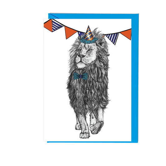 Party Lion Greetings Card - Fawn and Thistle