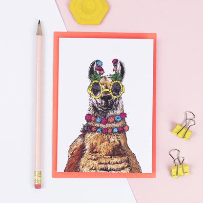 Party Llama Greetings Card - Fawn and Thistle