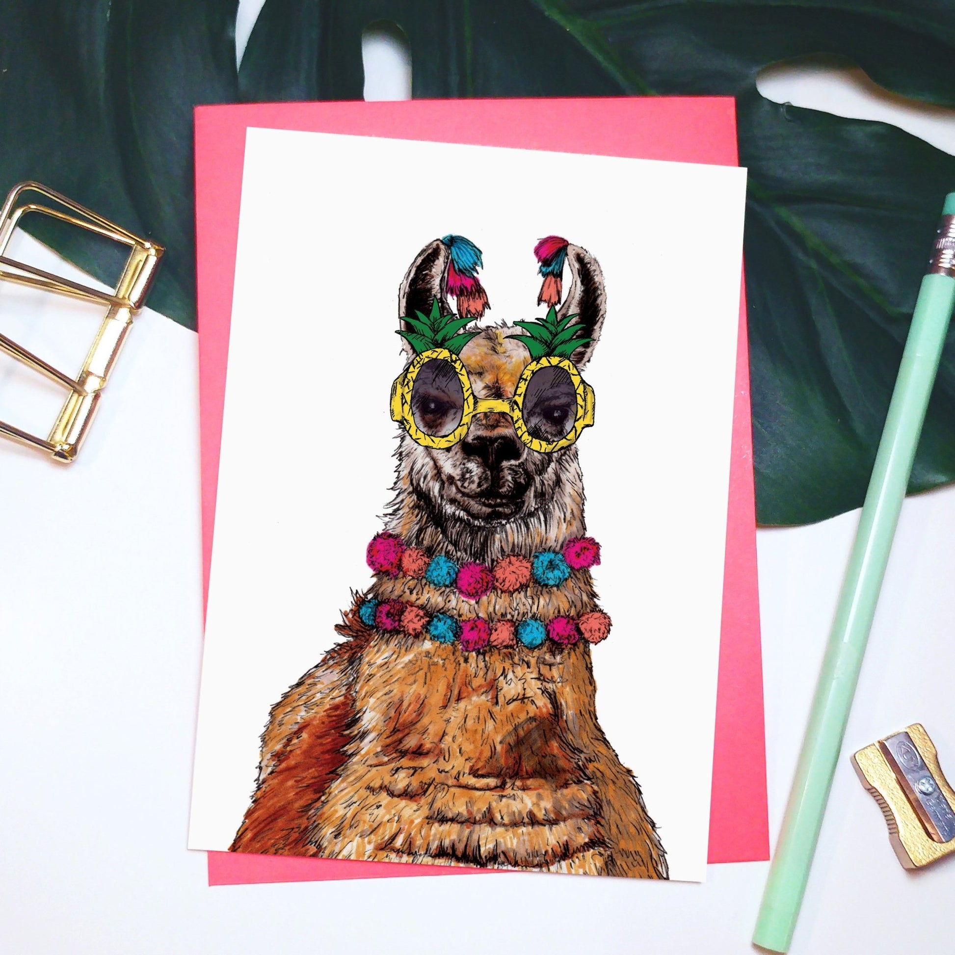Party Llama Greetings Card - Fawn and Thistle