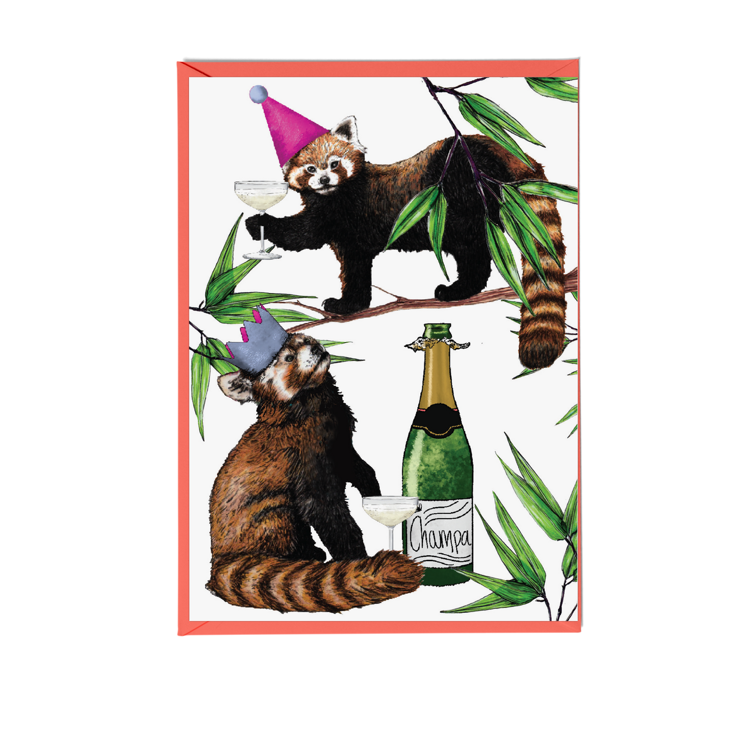 Party Red Pandas Greeting Card - Fawn and Thistle