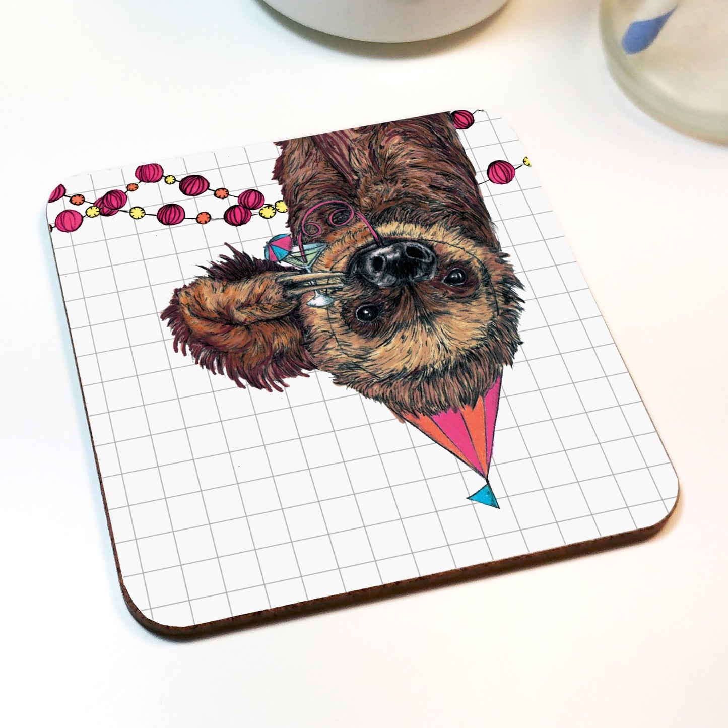 Party Sloth Drinks Coaster - Fawn and Thistle