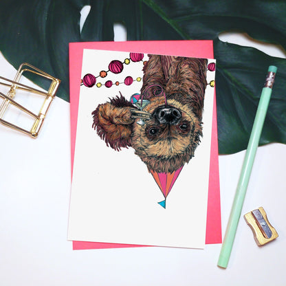 Party Sloth Greeting Card - Fawn and Thistle