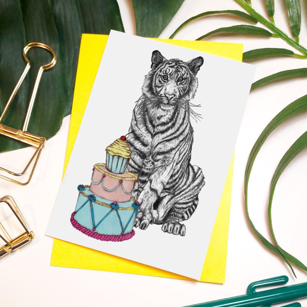 Party Tiger Greeting Card - Fawn and Thistle