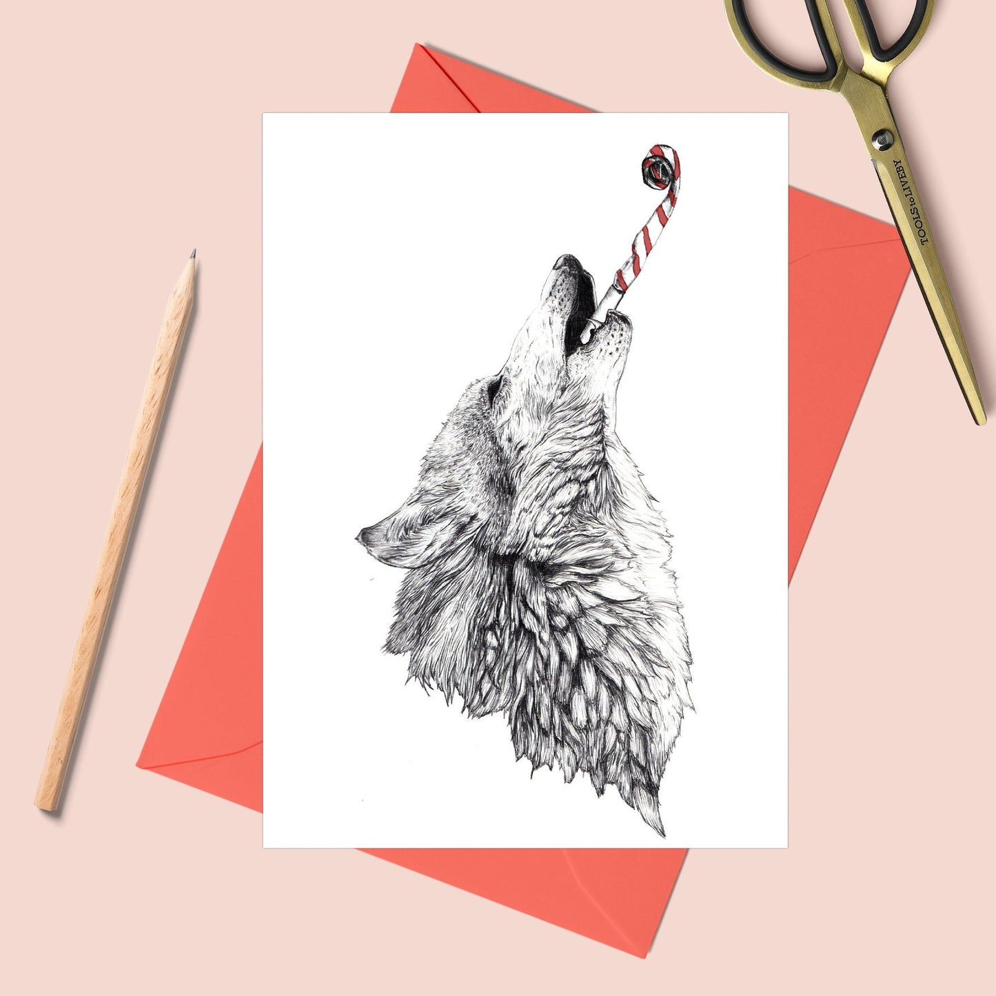 Party Wolf Greeting Card - Fawn and Thistle