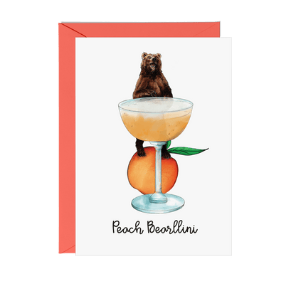 Peach Bearllini Cocktail Animals Greeting Card - Fawn and Thistle