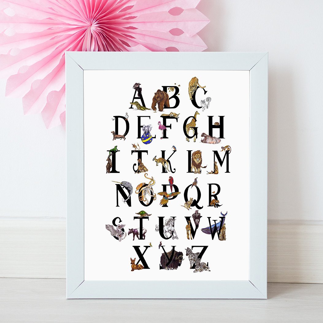 Personalised Animal ABCs Baby and Children Name Print - Fawn and Thistle