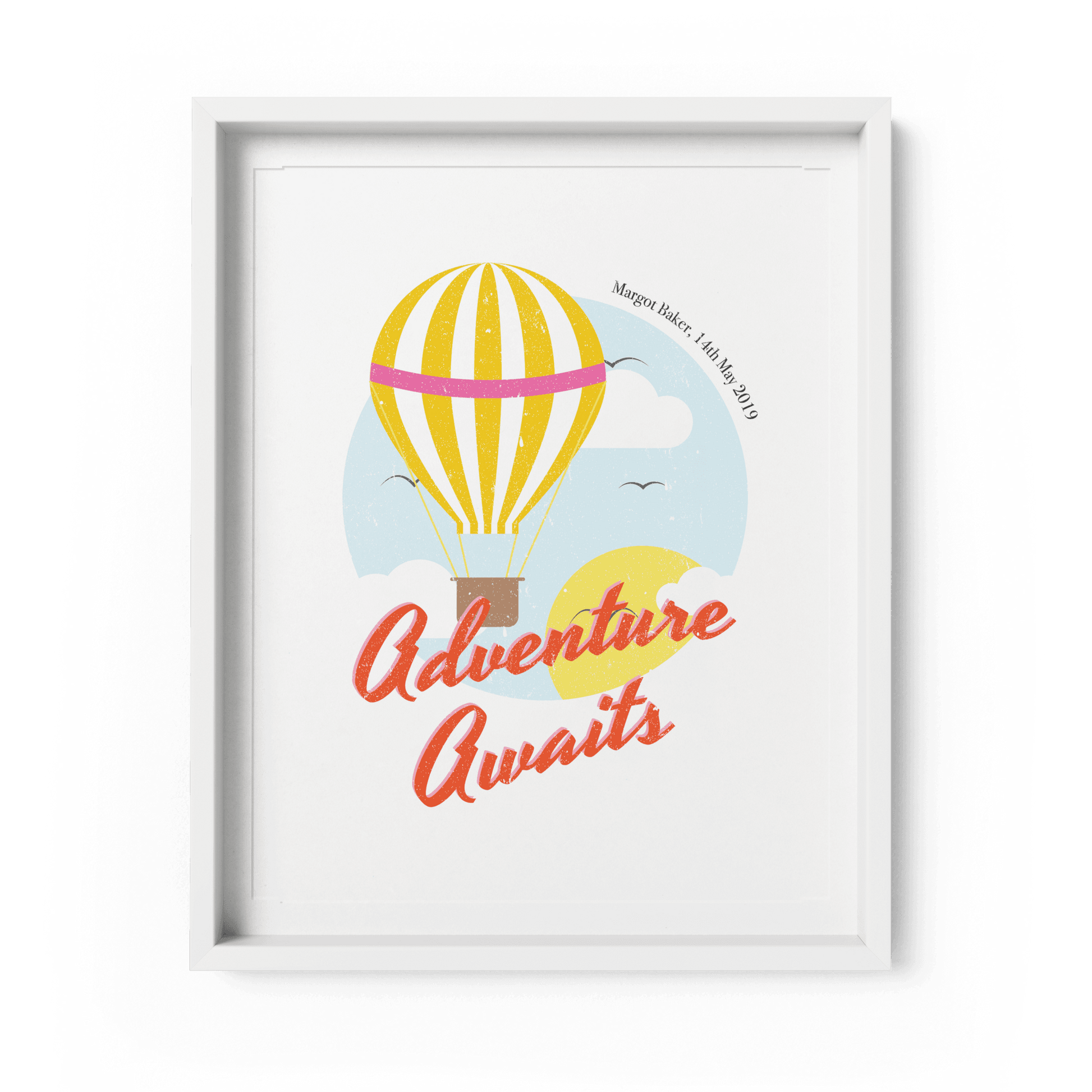 Personalised Hot Air Balloon Nursery Art Print - Fawn and Thistle
