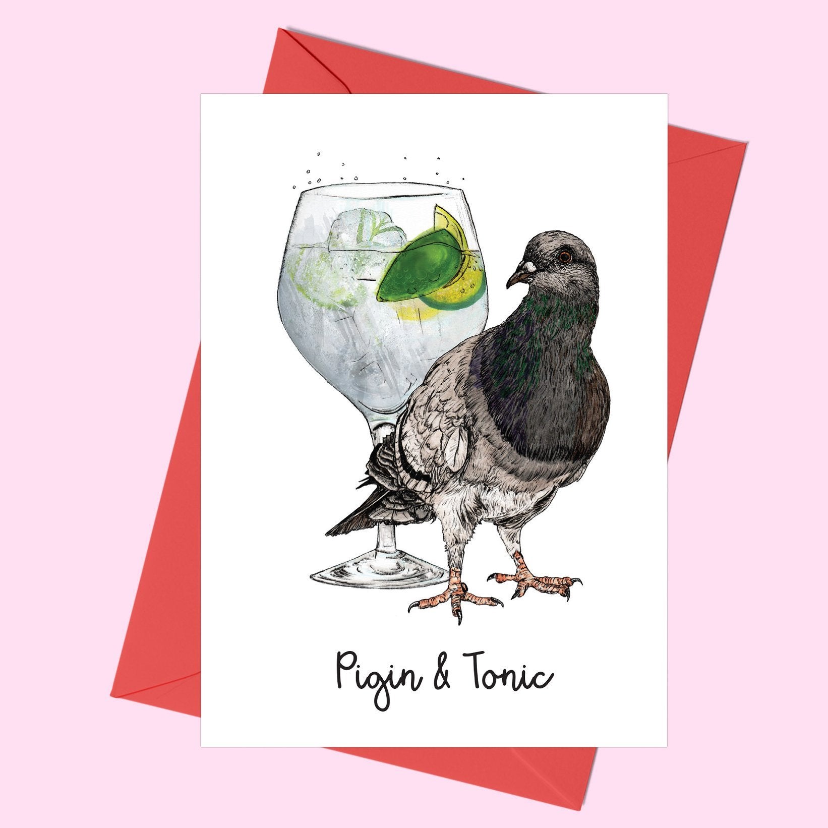 Pigin and Tonic Greeting Card - Fawn and Thistle