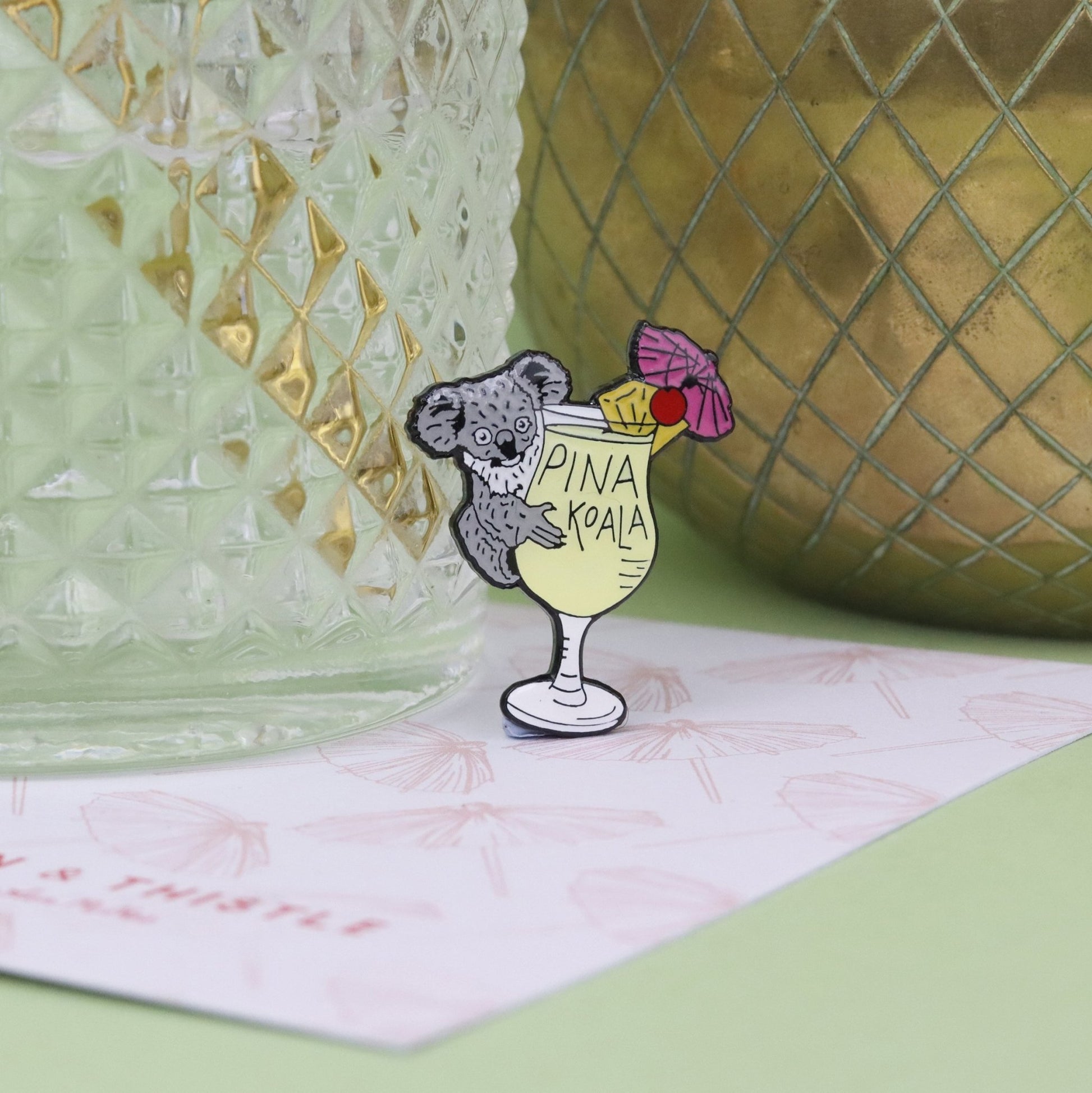 Pina Koala Cocktail Enamel Pin - Fawn and Thistle
