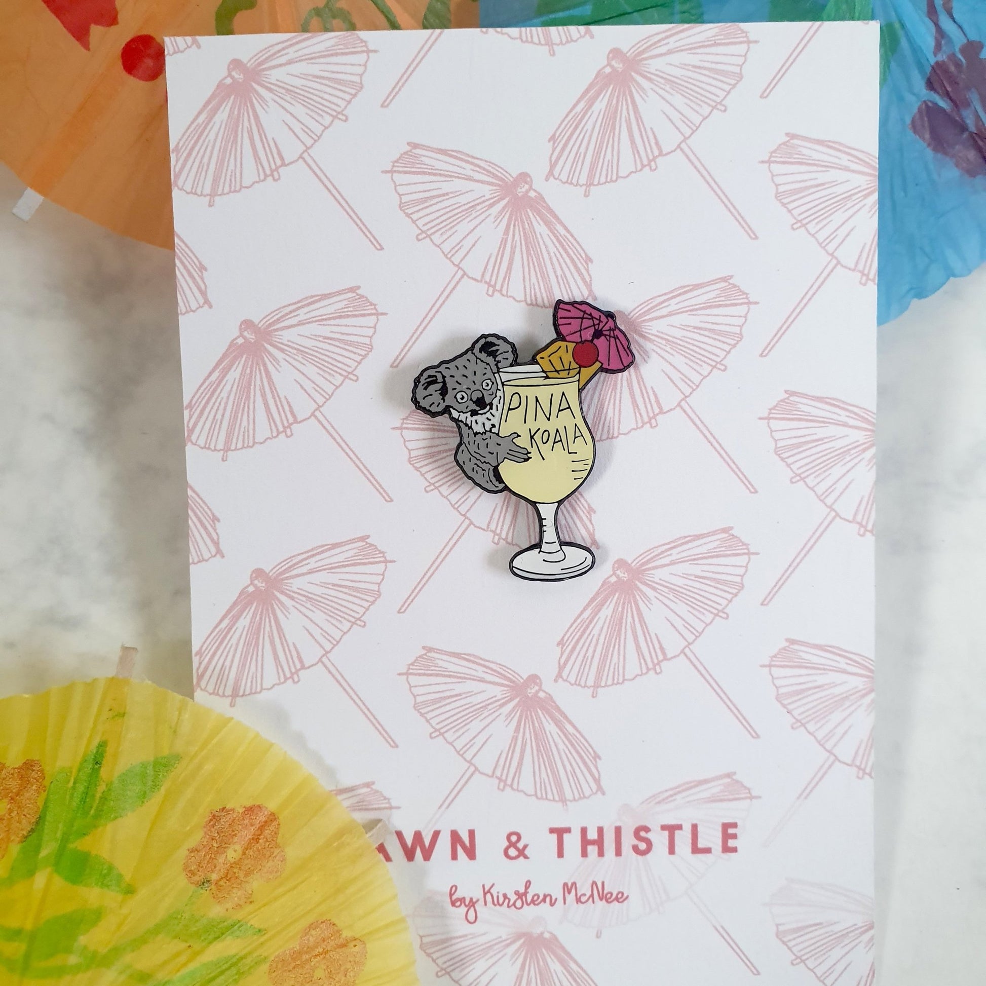 Pina Koala Cocktail Enamel Pin - Fawn and Thistle