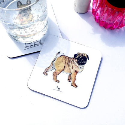 Pug Dog Drinks Coaster - Fawn and Thistle