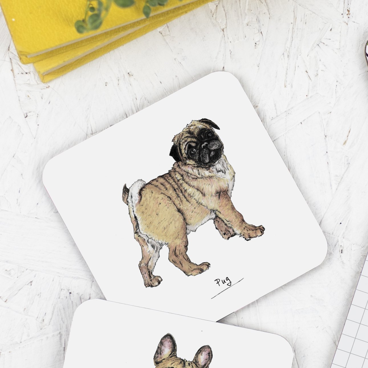 Pug Dog Drinks Coaster - Fawn and Thistle