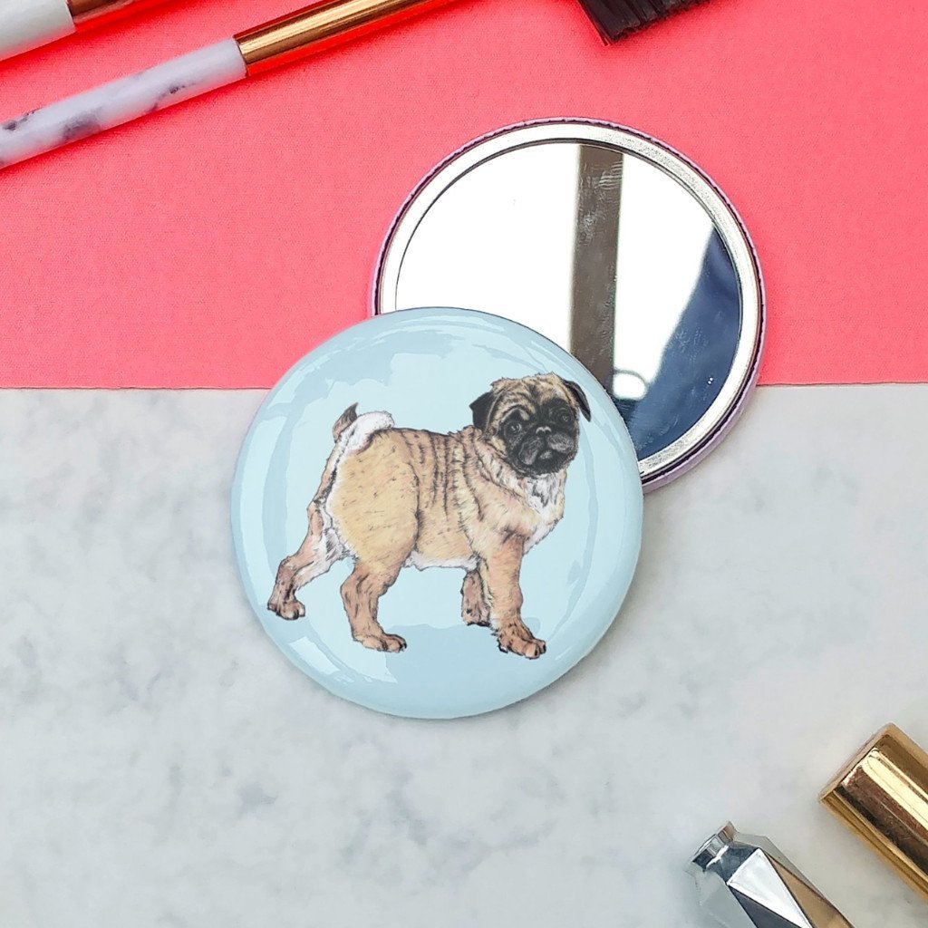 Pug Pocket Mirror - Fawn and Thistle