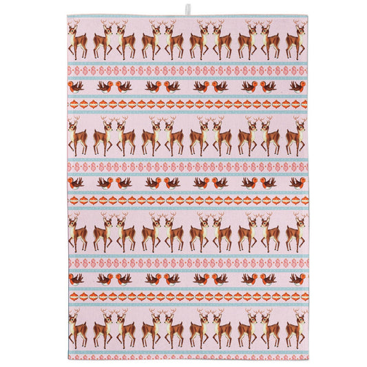 Retro Kitsch Reindeer Tea Towel LIMITED EDITION - Fawn and Thistle