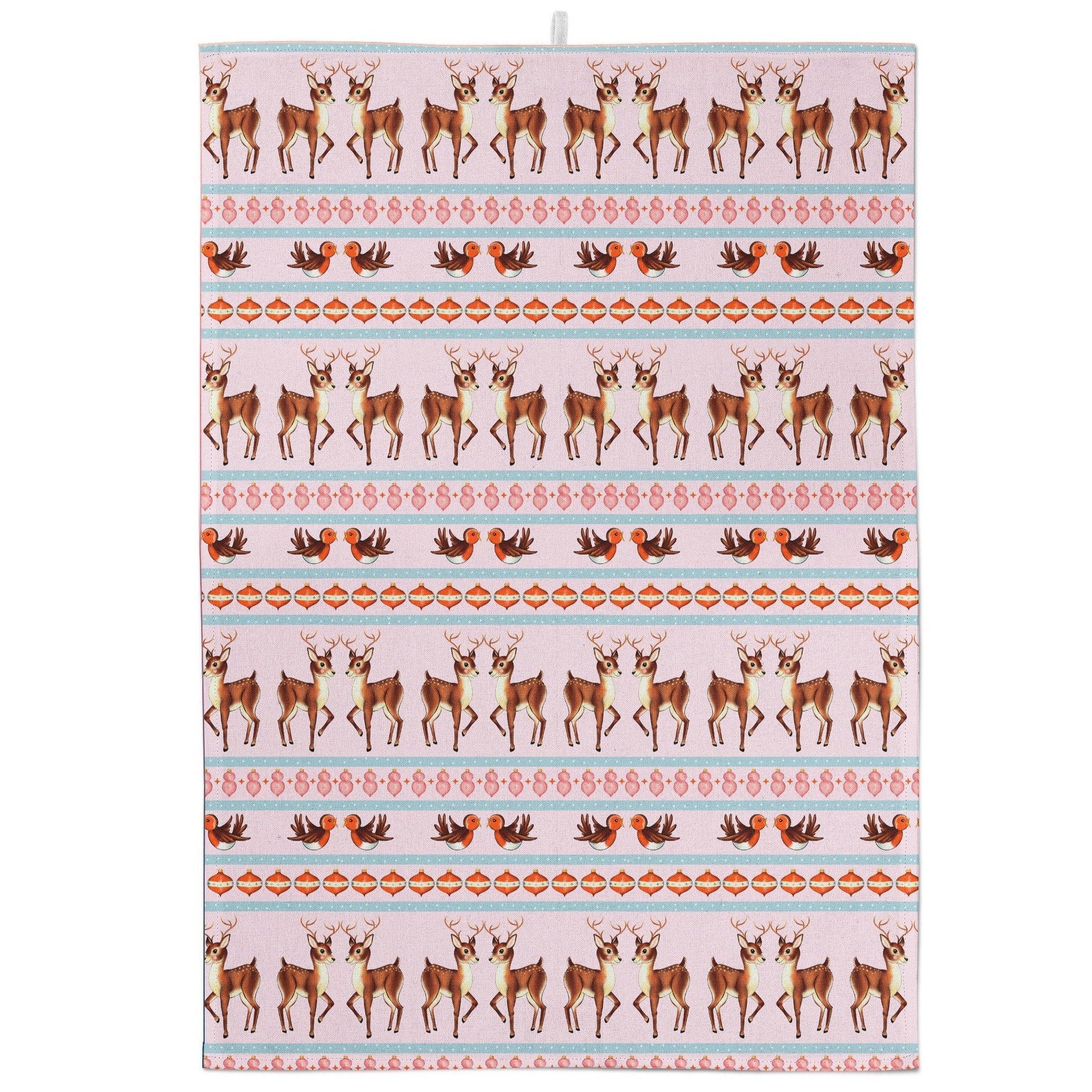 Retro Kitsch Reindeer Tea Towel LIMITED EDITION - Fawn and Thistle